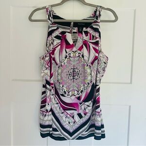 White House Black Market Pink and Black Patterned Tank Top